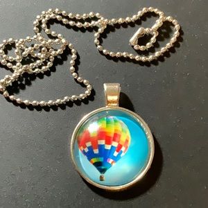 Silver Cabochon Necklace - Hot Air Ballon